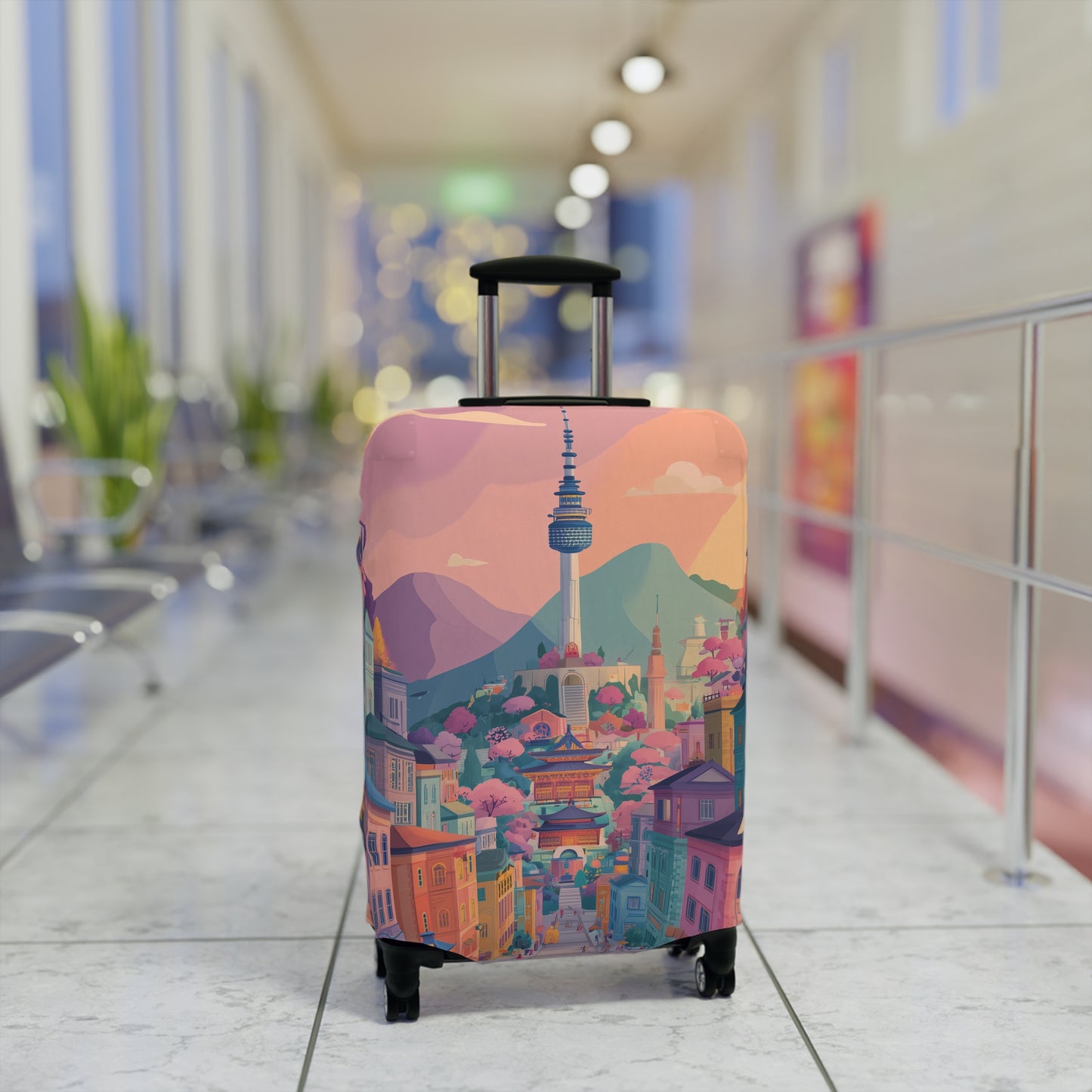 Seoul Spirit Luggage Cover | Travel Accessory, Suitcase Protector, Gifts for Travelers, Custom Travel Gear