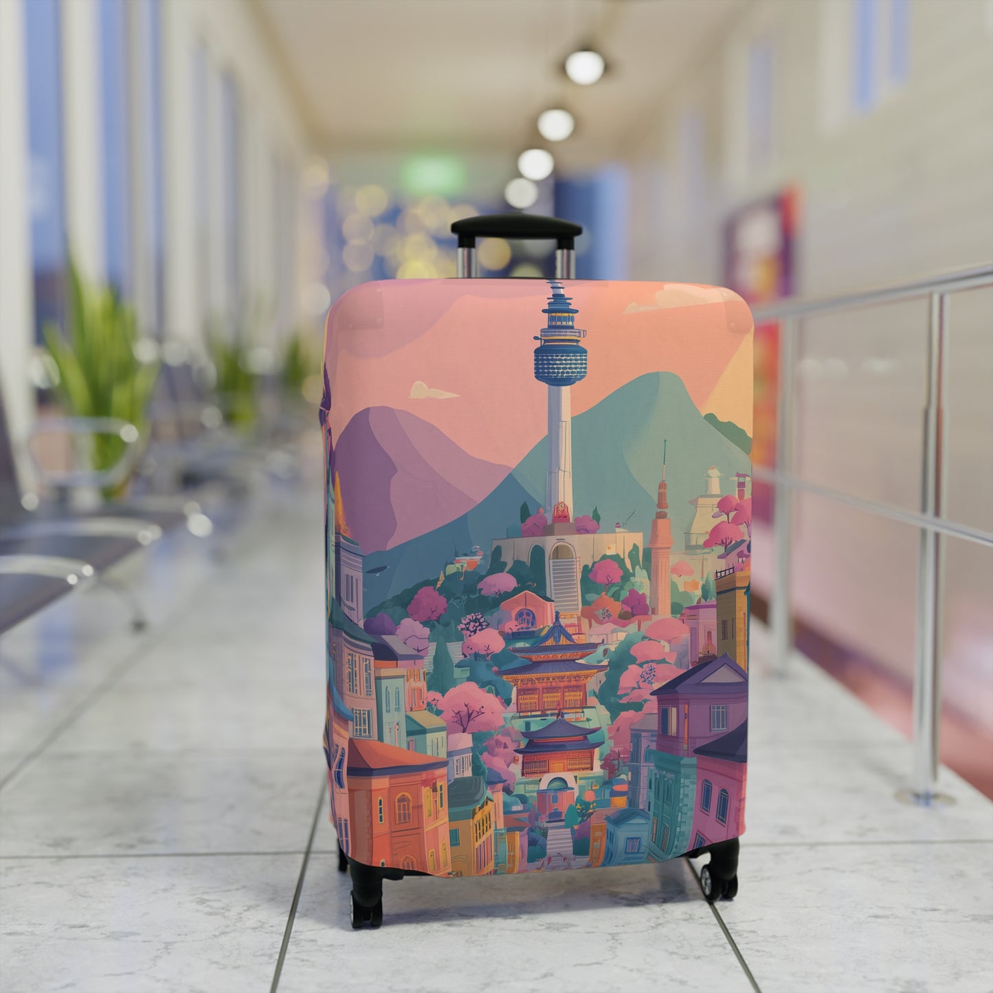 Seoul Spirit Luggage Cover | Travel Accessory, Suitcase Protector, Gifts for Travelers, Custom Travel Gear
