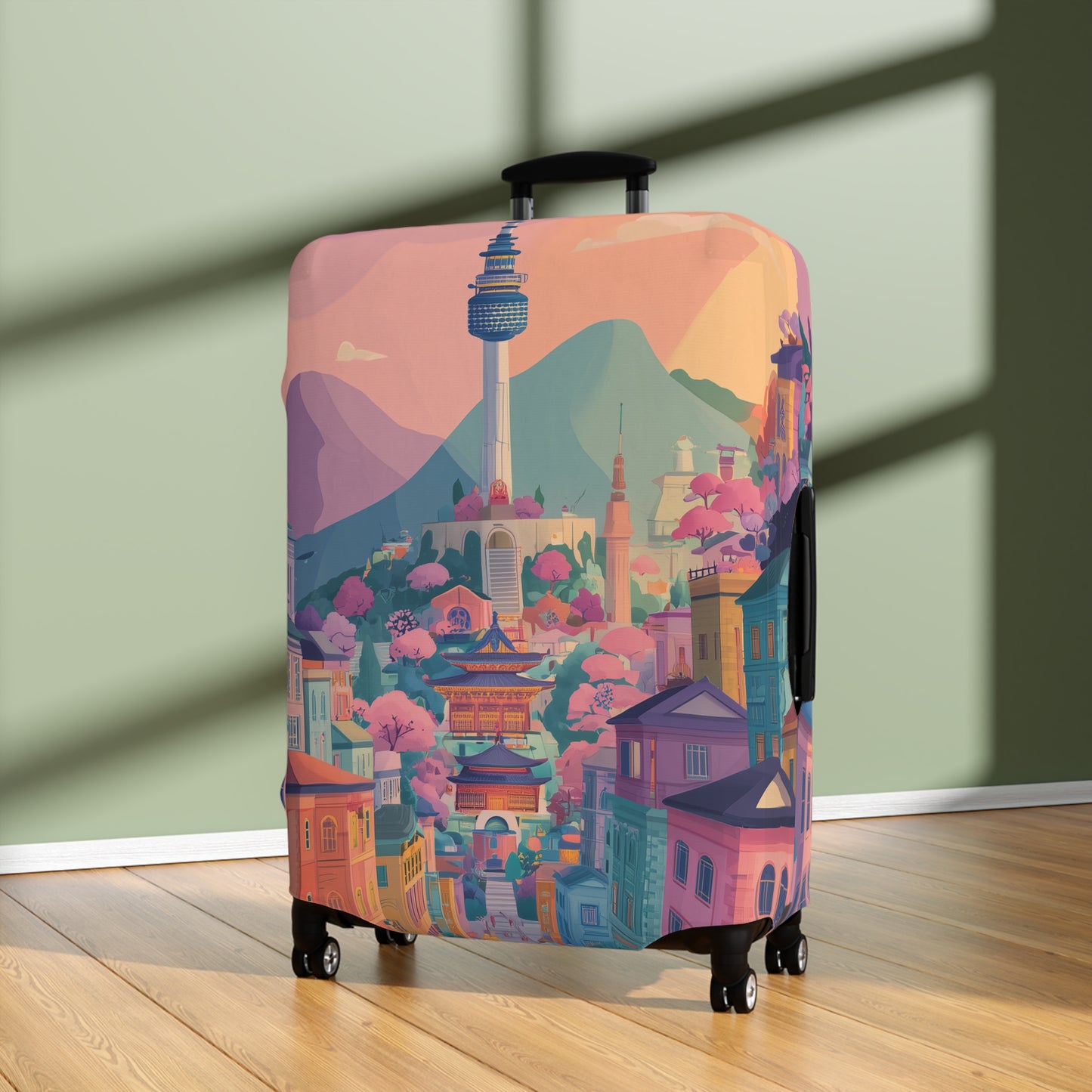 Seoul Spirit Luggage Cover | Travel Accessory, Suitcase Protector, Gifts for Travelers, Custom Travel Gear