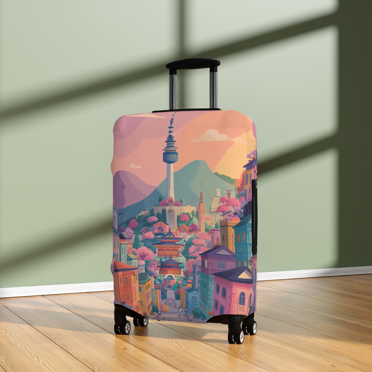 Seoul Spirit Luggage Cover | Travel Accessory, Suitcase Protector, Gifts for Travelers, Custom Travel Gear